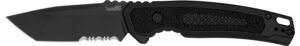 Kershaw 7105 Launch 16 Automatic 3.45" Folding Tanto Part Serrated Plain Black Cerakote CPM M4 Steel Blade, Black Cerakote Aluminum Handle