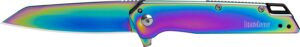 Kershaw 1365RBW Misdirect 3" Folding Reverse Tanto Plain Polished Rainbow PVD 4Cr14 Blade, Polished Rainbow PVD Stainless Steel Handle