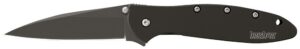 Kershaw 1660CKT Leek 3" Folding Modified Drop Point Plain Black DLC 14C28N Steel Blade Black DLC 410 Stainless Steel Handle Includes Pocket Clip