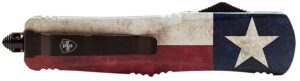 Templar Knife LCAP331 Gen II Captain Large 3.50" OTF Drop Point Plain Black Oxide Stonewashed 440C SS Blade, 5.25" Red/White/Blue with Star Aluminum