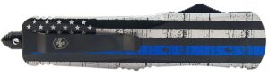 Templar Knife LBTB131 Gen II Back the Blue Large 3.50" OTF Dagger Plain Black Oxide Stonewashed 440C SS Blade, 5.25" Black & White with Blue Line
