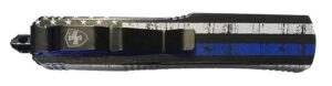Templar Knife MBTB331 Gen II Back the Blue Slim 3.43" OTF Drop Point Plain Black Oxide Stonewashed 440C SS Blade, 5.05" Black & White with Blue