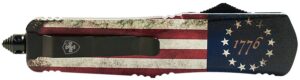 Templar Knife LBRF231 Gen II Betsy Ross Flag Large 3.50" OTF Tanto Plain Black Oxide Stonewashed 440C SS Blade, 5.25" Betsy Ross Flag Aluminum Handle