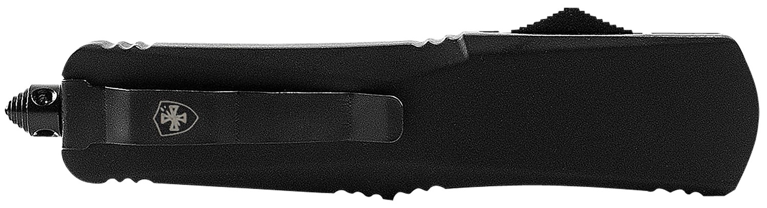 Templar Knife SBR431 Gen II Small 2.69" OTF Dagger Part Serrated Black Oxide Stonewashed 440C SS Blade, 4.31" Black Aluminum/Rubber Handle, Glass