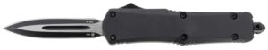 Templar Knife SBR131 Gen II Small 2.69" OTF Dagger Plain Black Oxide Stonewashed 440C SS Blade, 4.31" Black Aluminum/Rubber Handle, Glass Breaker