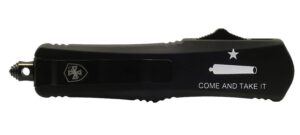 Templar Knife LCATII531 Gen II Come and Take It Small 2.69" OTF Tanto Part Serrated Black Oxide 440C SS Blade, 4.31" Black "Come and Take It" with