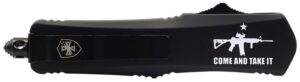 Templar Knife SAR15531 Gen II Come and Take It Small 2.69" OTF Tanto Part Serrated Black Oxide 440C SS Blade, 4.31" Black with "Come and Take It"