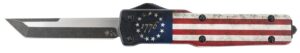 Templar Knife MZBRF221 Premium Weighted Betsy Ross Flag Slim 3.16" OTF Tanto Plain Black Oxide Stonewashed D2 Steel Blade, 4.93" Betsy Ross Flag