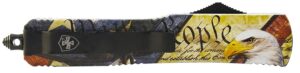 Templar Knife MZEG321 Premium Weighted Eagle Slim 3.16" OTF Drop Point Plain Black Oxide Stonewashed D2 Steel Blade, 4.93" Eagle with "We the People"