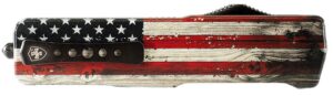 Templar Knife MZWUS121 Premium Weighted Small 3" OTF Dagger Plain Black Oxide Stonewashed Powder Coated D2 Steel Blade, 4.50" Painted Wood Grain US