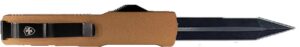 Templar Knife MAAB121 Premium LW Slim 3.25" OTF Dagger Plain Black Oxide Stonewashed Powder Coated D2 Steel Blade, 5" Bronze Anodized Aged Aluminum