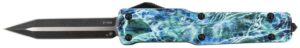 Templar Knife MZMOS121 Premium Weighted Slim 3.16" OTF Dagger Plain Black Oxide Stonewashed D2 Steel Blade, 4.93" Mossy Oak Seafoam Aluminum Zinc