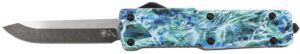 Templar Knife SZMOS321 Premium Weighted Small 3" OTF Drop Point Plain Black Oxide Stonewashed D2 Steel Blade, 4.50" Mossy Oak Seafoam Aluminum Zinc