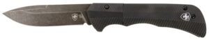 Templar Knife AAABK321 Auto Assist 3.50" Folding Drop Point Plain Black Oxide Stonewashed D2 Steel Blade, 4.25" Aluminum Handle