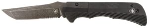 Templar Knife AAABK521 Auto Assist 3.50" Folding Tanto Part Serrated Black Oxide Stonewashed Powder Coated D2 Steel Blade/ 4.25" Aged Aluminum Handle