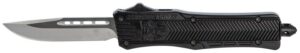 CobraTec Knives SBCTK1SDNS CTK-1 Small 2.75" OTF Drop Point Plain D2 Steel Blade/Black Aluminum Handle Features Glass Breaker Includes Pocket Clip