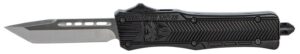 CobraTec Knives SBCTK1STNS CTK-1 Small 2.75" OTF Tanto Plain Black D2 Steel Blade/Black Aluminum Handle Features Glass Breaker Includes Pocket Clip