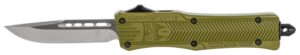 CobraTec Knives SODCTK1SDNS CTK-1 Small 2.75" OTF Drop Point Plain D2 Steel Blade/OD Green Aluminum Handle Features Glass Breaker Includes Pocket Clip