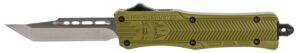 CobraTec Knives SODCTK1STNS CTK-1 Small 2.75" OTF Tanto Plain D2 Steel Blade/OD Green Aluminum Handle Features Glass Breaker Includes Pocket Clip