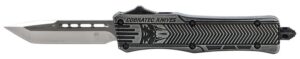 CobraTec Knives SSWCTK1STNS CTK-1 Small 2.75" OTF Tanto Plain D2 Steel Blade/Black Stonewashed Aluminum Handle Features Glass Breaker Includes Pocket
