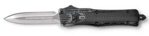 CobraTec Knives SSWCTK1SDAGNS CTK-1 Small 2.75" OTF Dagger Plain D2 Steel Blade/Stonewashed Aluminum Handle Features Glass Breaker Includes Pocket