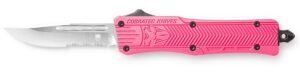 CobraTec Knives SPKCTK1SDS CTK-1 Small 2.75" OTF Drop Point Part Serrated D2 Steel Blade/ Pink Aluminum Handle Features Glass Breaker Includes Pocket