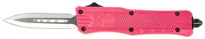 CobraTec Knives SPKCTK1SDAGNS CTK-1 Small 2.75" OTF Dagger Plain D2 Steel Blade, Pink Aluminum Handle Features Glass Breaker