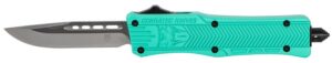 CobraTec Knives STFCTK1SDNS CTK-1 Small 2.75" OTF Drop Point Plain D2 Steel Blade/Tiffany Blue Aluminum Handle Features Glass Breaker Includes Pocket