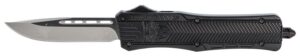 CobraTec Knives MBCTK1MDNS CTK-1 Medium 3" OTF Drop Point Plain D2 Steel Blade/Black Aluminum Handle Features Glass Breaker Includes Side Button