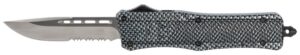 CobraTec Knives MSCFTK1MDS CTK-1 Medium 3" OTF Drop Point Part Serrated D2 Steel Blade/ Carbon Fiber Aluminum Handle Features Glass Breaker Includes