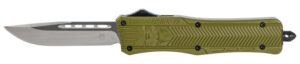 CobraTec Knives MODCTK1MDNS CTK-1 Medium 3" OTF Drop Point Plain D2 Steel Blade/OD Green Aluminum Handle Features Glass Breaker Includes Pocket Clip