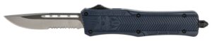 CobraTec Knives MNYCTK1MDS CTK-1 Medium 3" OTF Drop Point Part Serrated D2 Steel Blade/NYPD Blue Aluminum Handle Features Glass Breaker Includes