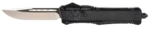 CobraTec Knives LBCTK1LDNS CTK-1 Large 3.75" OTF Drop Point Plain D2 Steel Blade/Black Aluminum Handle Features Glass Breaker Includes Pocket Clip