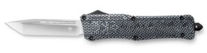 CobraTec Knives LCFCTK1LTNS CTK-1 Large 3.75" OTF Tanto Plain D2 Steel Blade/Carbon Fiber Aluminum Handle Features Glass Breaker Includes Pocket Clip