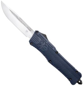 CobraTec Knives LNYCCTK1LDNS CTK-1 Large 3.75" OTF Drop Point Plain D2 Steel Blade/NYPD Blue Aluminum Handle Features Glass Breaker Includes Pocket