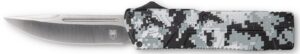 CobraTec Knives WDCCTLWDNS Lightweight 3.25" OTF Drop Point Plain D2 Steel Blade/Winter Digi Camo Aluminum Handle Includes Pocket Clip