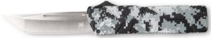 CobraTec Knives WDCCTLETNS Lightweight 3.25" OTF Tanto Plain D2 Steel Blade/Winter Digi Camo Aluminum Handle Includes Pocket Clip
