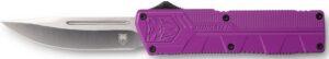CobraTec Knives PURCTLWDNS Lightweight 3.25" OTF Drop Point Plain D2 Steel Blade/Purple Aluminum Handle Includes Pocket Clip