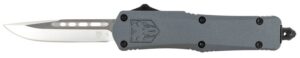 CobraTec Knives SGYFS3DNS FS-3 Small 2.75" OTF Plain D2 Steel Blade/Gray Aluminum Handle Features Glass Breaker Includes Pocket Clip