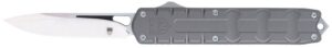 CobraTec Knives CTEGRYM390DNS Enforcer 3.25" OTF Drop Point Plain M390 Steel Blade/Gray Aluminum Handle