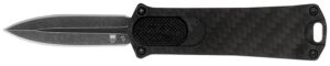 CobraTec Knives 952BLKDAGNS 952 1.75" OTF Dagger Plain Stonewashed D2 Steel Blade, 3" Black Anodized Aluminum Handle