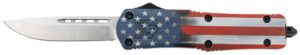 CobraTec Knives MCUSAFS3DNS FS-3 American Flag Medium 3" OTF Drop Point Plain Satin D2 Steel Blade, 5" US Flag Aluminum Cerakoted Handle