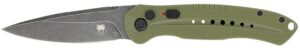 CobraTec Knives ODGDIABLOAUTO Diablo 3.50" Folding Black Stonewashed D2 Steel Blade, 4.75" OD Green Textured G10 Scales Handle
