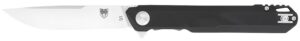 CobraTec Knives CTMONBLK Monarch 3.50" Folding Plain Satin D2 Steel Blade, 4.75" Black G10 Handle
