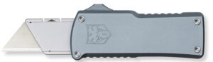 CobraTec Knives Utility OTF 3.38" Gray Aluminum Handle