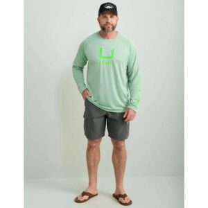 Huk Icon Ls Crew Fog Green Ls S