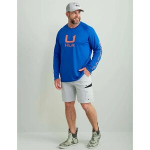 Huk Icon Ls Crew Ocean Blue Ls S