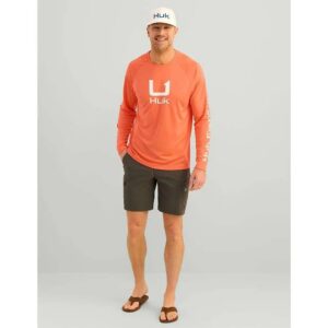 Huk Icon Ls Crew Fresh Salmon Ls L