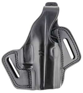 Galco FL800RB Fletch OWB Black Leather Belt Slide Compatible with Glock 43/43X, Springfield Hellcat Belt Up to 1.75" Wide Right Hand