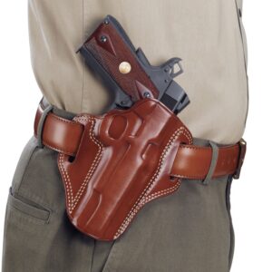 Galco CM800 Combat Master OWB Tan Leather Belt Slide Compatible with Glock 43/43X, Springfield Hellcat Belt 1.75" Wide Right Hand